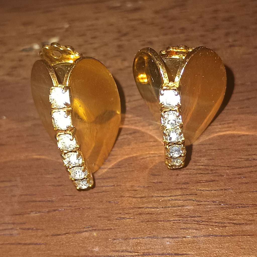 Gold Tone Cubic Zirconia Clip On Earrings 13$